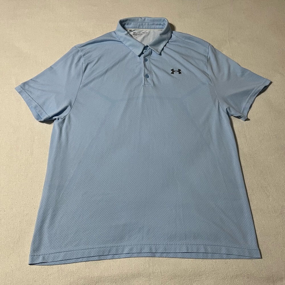 Under‎ Armour Polo Mens Size XXL Short Sleeve Blue 2XL Geometric